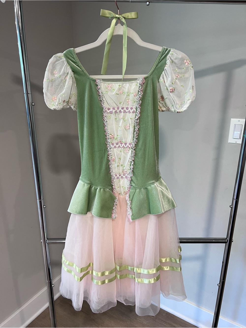 Revolution Green and Pink Floral Girls' Ballet Dress Costume
